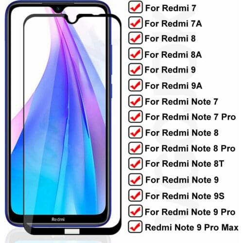 9D 9H Tempered Glass on the For Xiaomi Redmi Note 8T 7 8 9 Pro 9S Full Screen Protector For Redmi 9 9A 9C 8 8A 7 7A safety Glass