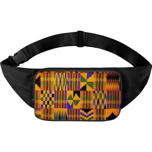 Forudesigns Women Ethnic Fanny Pack Retro Vintage Bum Bags African Kente Pattern Waist Belt Purse Fanny Pack for Women Waist Bag