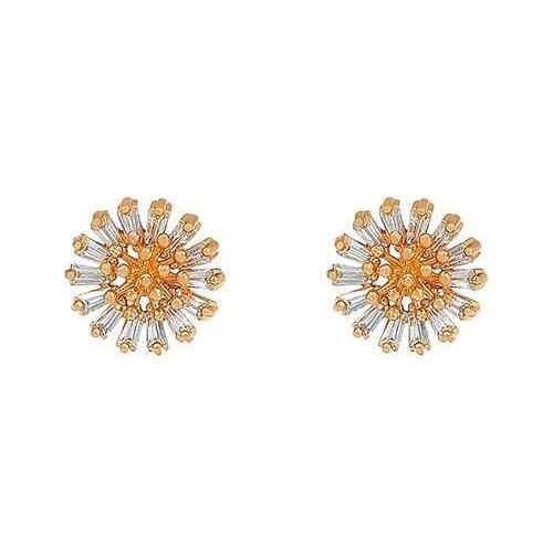 MxGxFam Promotion 2020 Ins Fashion Daisy Flowers Zircon Stud Earrings for Women AAA+ Gold Color 18 k