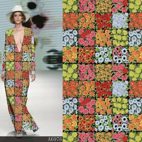 Stretch Silk Satin Blue White Branches Leaves Printed Fabric Dresses Shirt Material by Meter Cloth for Sewing Alibaba Express