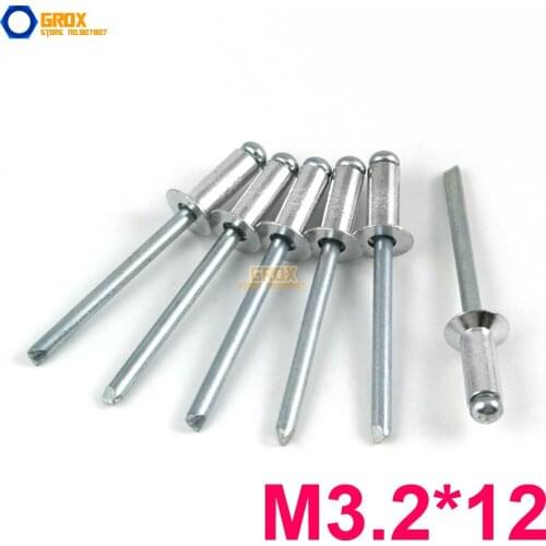 100 Pieces M3.2*12 Aluminum Countersunk Blind Rivet Pop Rivet Open End