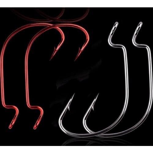 100pcs Fishing Hook Carbon Steel Hooks Wide Crank Offset Fishhook For Soft Lure Bass Barbed Carp Fishing Tackle Worm Hook