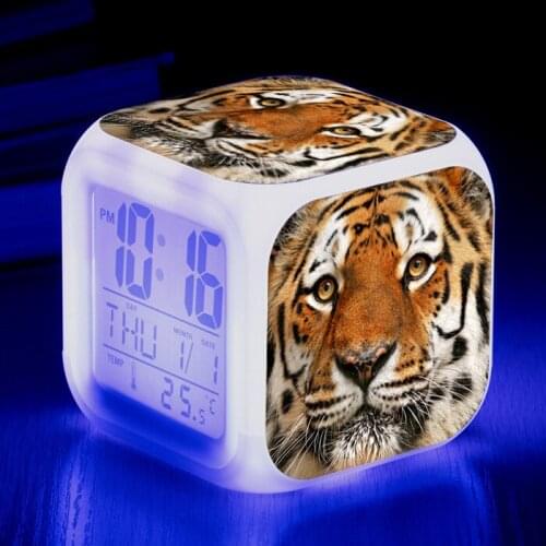 2021 LED Color Change Alarm Clock Childrens Toy Gift Animal Print Alarm Clock Multi-touch Sensitive Light-emitting Clock