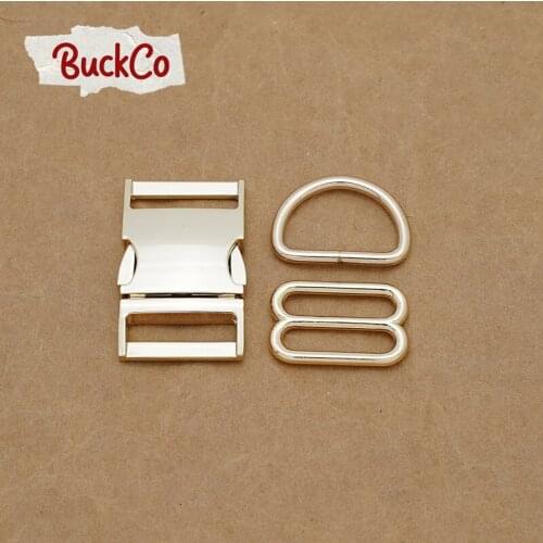 30mm Light Gold(metal buckle+Tri-Glid+D ring/set)for DIY student bags handmade dog collar webbing sewing premium accessory