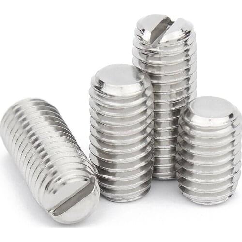 5/10pcs M1.2 M1.4 M1.6 M2 M2.5 M3 M4 M5 M6 M8 GB73 304 Stainless Steel Slotted Head Flat Point End Headless Grub Bolt Set Screw
