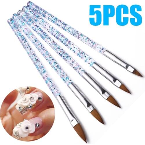 5pcs/Set Acrylic Professional Painting Drawing Nail Art Brushes Sequins Handle Manicure Nail Art Tool