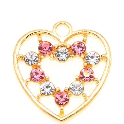 6 pieces/batch of 20*21MM zinc alloy gold mini sweetheart hollow heart shaped pendant, suitable for DIY earrings, jewelry making