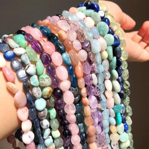 8-10mm Natural Stone Beads Citrines Amazonite Apatite Opal Irregular Loose Gems Beads for Jewelry Making Bulk DIY Bracelet 15