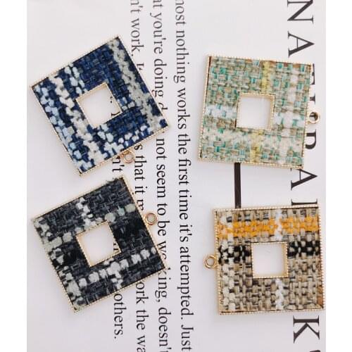 Alloy Square Pendant Necklace Charms DIY Material Jewelry Earring Accessories