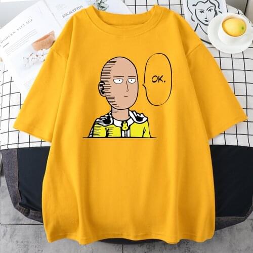 Anime One Punch Hero Saitama Oppai Men T-Shirt 2021 new summer men short sleeve shirt 100% cotton high quality top tees S-3XL