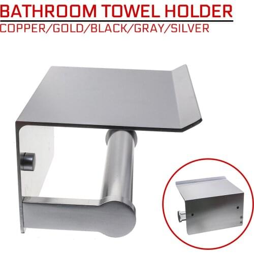 Bathroom Toilet Towel Paper Holder with Tissue Boxes Shelf Towel Rack Black Phone Holder Wall Mount WC Rolhouder Paper Holder