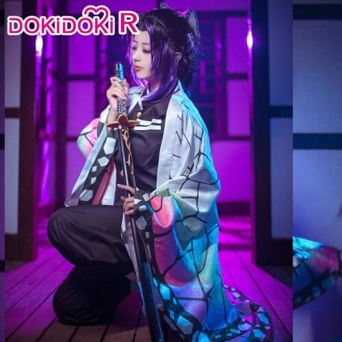 DokiDoki-R Anime Cosplay Demon Slayer: Kimetsu no Yaiba Kochou Shinobu Costume Halloween Women Costume Kimetsu no Yaiba Cosplay