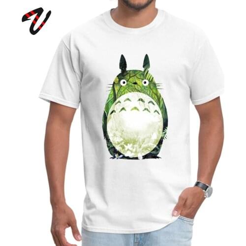Totoro T-shirt Men Anime Tshirt 100% Cotton Mens Tops Tees Japan Harajuku Style Clothing My Neighbor Totoro Flower Forest Print