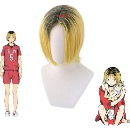 Haikyuu!! Nekoma Kenma Kozume Short Wig Cosplay Costume Heat Resistant Synthetic Hair Haikiyu Halloween Carnival Party Wigs