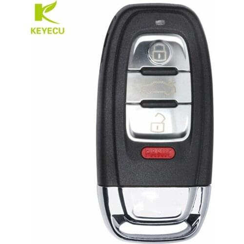 KEYECU Smart Remote Key Shell Case Fob 3+1Button With Uncut Blank Blade for Audi A3 A4 A5 A6 Q5 Q8 S4 ( Only Shell )