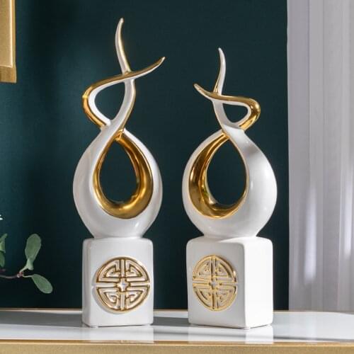 Chinese White Green Pointed Ceramic Ornaments Home Livingroom Desktop Furnishing Decoration Entrance TV Cabinet Figurines Crafts