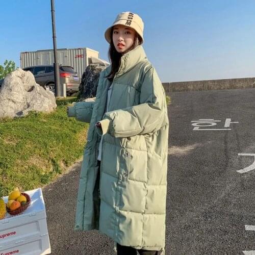 Korean Loose Down Cotton Coats Women 2021 New Winter Cotton Jacket Parka Female Long Warm Down Cotton Parka Coat Stand-up collar