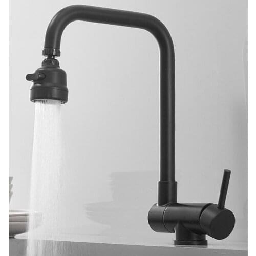 Kitchen Faucet 304 stainless steel foldble black single lever hot and cold sink faucet high pressure spout water save