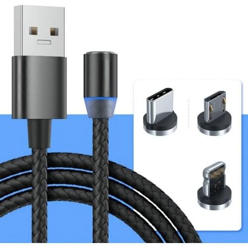 LED Magnetic USB Data Cable Fast Charging Type C Magnet Charger Data Charge Micro USB Cable Mobile Phone Power Cable USB Cord