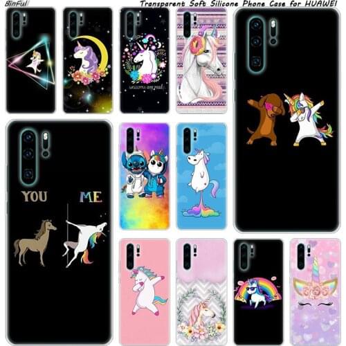 Hot Cute cartoon Unicorn Soft Silicone Phone Case for Huawei P30 P20 Pro P10 P9 P8 Lite 2017 P Smart Z Plus 2019 NOVA 3 3i Cover