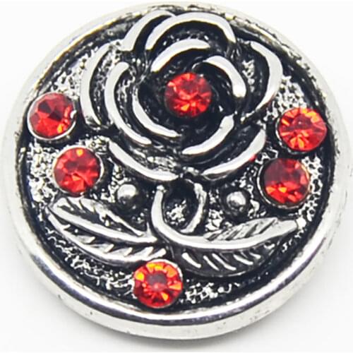 Flower Rhinestone Paved Metal Snap Button Charm Snap Jewelry