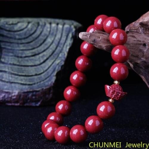Natural Cinnabar Blessing Bag Purse Yuanbao Bracelet Men and Women Hand-made Cinnabar High Content Cinnabar Bracelet