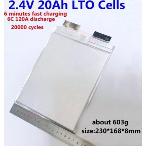 5pcs rechargeable deep cycle 2.4v 20Ah LTO cell 2.4V lithium titanate battery For 48V 24V 12V e bike RV PHEV energy diy pack