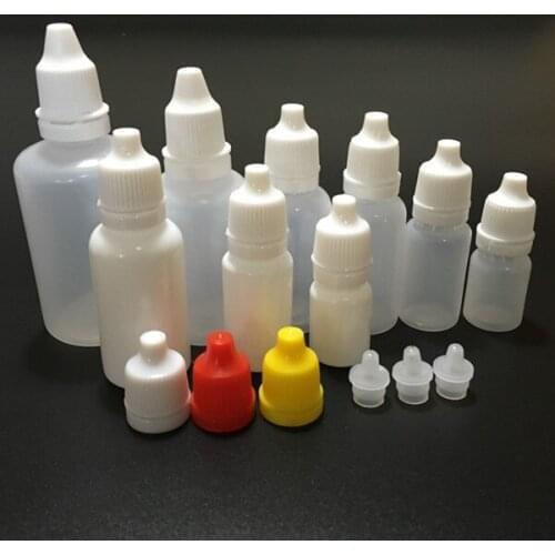 2/3/5/10/15/20/30/50ml Medical eye drops plastic bottles small empty bottles essential oil dropper bottle 100 pcs