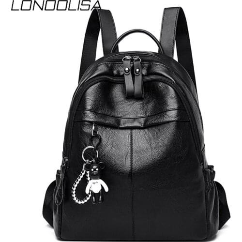 Casual Women Soft Leather Backpack Designer High Quality Solid Shoulder Bag for Women 2020 Backpacks for School Teenagers Girls
