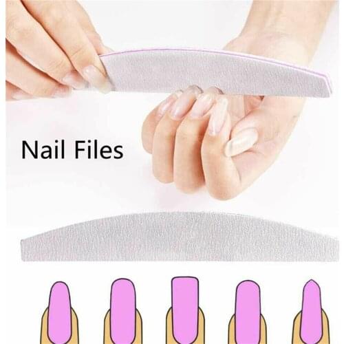 Professional Nail Files Half Moon Shape in 100 180Grit Emery Board Manicure Tool