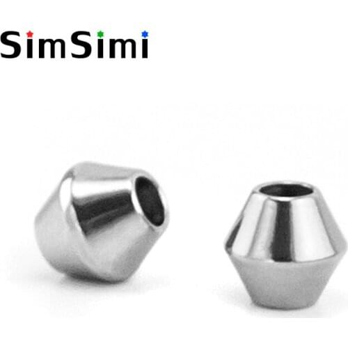 Simsimi rhombus beads 4/6mm small slide bead for Diy necklace bracelet charms pendant Stainless steel wholesale 200pcs