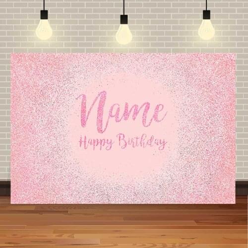 Seekpro Pink Glitter Happy Birthday Party Gold Background Shiny Photography Silver Black Decoration Supplies Name DIY Colorful