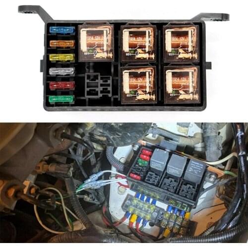 Universal 12V Car Marine 6-Way Relay 6-Slot ATO/ATC Blade Fuse-Holder Box Car Insurance Holder