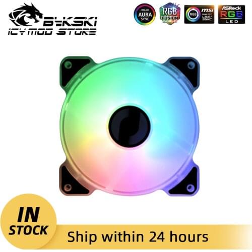 Bykski 1pc A-RGB Fan 12CM 5V 12V Chassis Fan Symphony Controller Support AURA Water Cooler Mod 120mm CF-APRBW-V3/CF-APRGB-V3