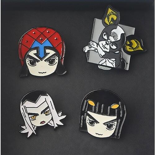 Japan Anime JoJos Bizarre Adventure Golden Wind Metal Brooch Cute Figure Kujo Jotaro Enamel Pin Women Men Cosplay Accessory Gift