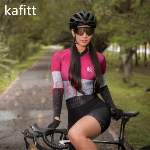 Kafitt-9D-gel-Cycling Womens Triathlon Cycling Jersey One-piece Skirt Little Monkey Long Sleeve Suit Bicycle Race Pro