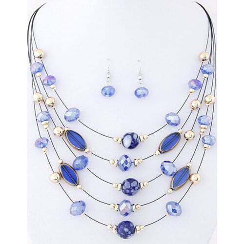 Brand Design Cheap Wild Multilayer Bohemia Beads Choker Gem Crystal Necklace Statement Necklace Pendants Jewelry For Women PT34