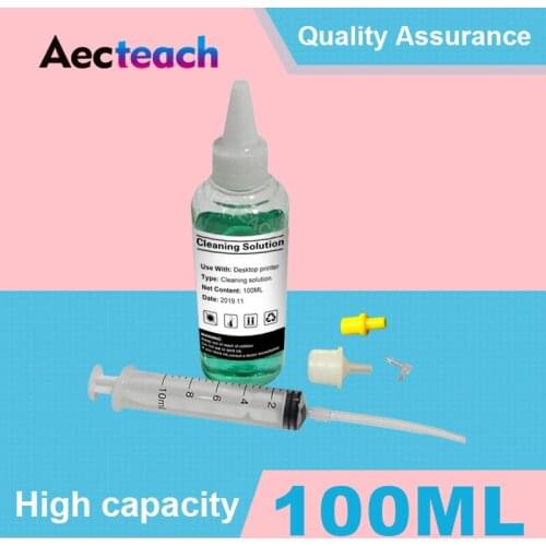 Aecteach Printer Head Cleaning Liquid For Epson For Brother Fluid Nozzle Cleaner Dye Ink With Syringe For HP For Canon Printer