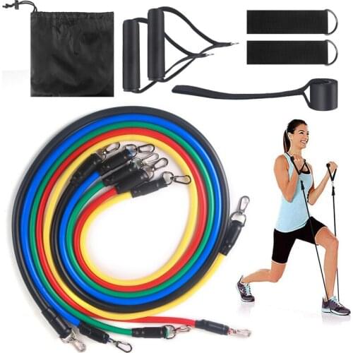 11 Pcs Workout Resistance Bands Sets Fitness Elastic Sports Rubber Bands For Gymnastics Gym Equipment Latex Training Pull Rope