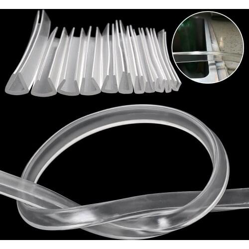 2 meters U-channel Transparent Rubber Edging Sealing Strip Shower Door Glass Sealing Tape Edge Guard Weatherstrip Multiple Size
