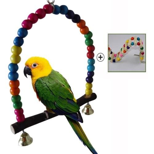 2PCS/Set Combination Parrot Toy Bird Articles Parrot Bite Toy Bird Toys Parrot Funny Swing Ball Bell Standing Training Toys