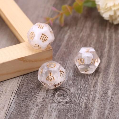 3pcs/set 12-Sided Two-color Bleached Astrological Dices Table Board Role Playing Game for Divination Props