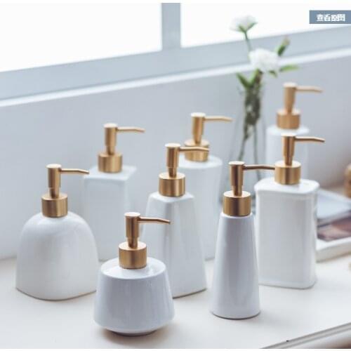 300-400ML 1pcs Ceramic Emulsion Dispensing Bottle Gold Preser Portable Soap Dispensers Hotel Club Hand Shower Gel Shampoo Bottle
