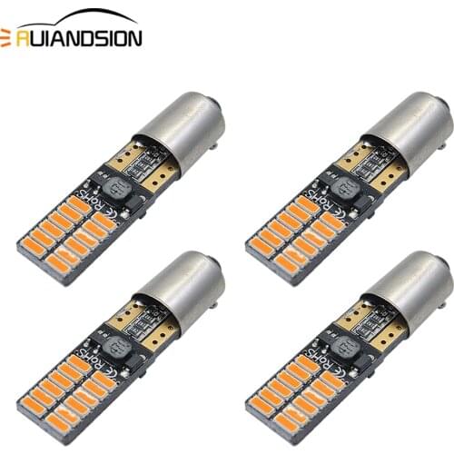 0.2A BA9S 53 57 1895 64111 BAX9S H6W BAY9S H21W 24SMD 3014 LED Reverse Light Bulb for Car Canbus No-polar 12V White Yellow 4pcs