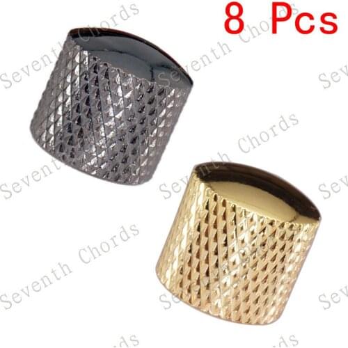 8 Pcs Metal Knurled Barrel Dome Volume Tone Control Knobs for Electric Bass Guitar / Pot knobs - Gold - Gun color choose