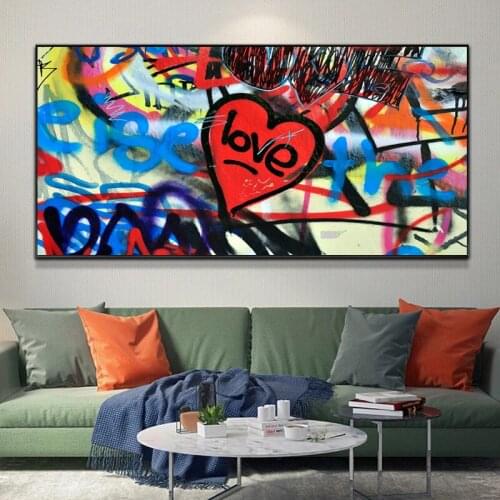Abstract Street Graffiti Art Love Canvas Painting Classical Posters and Prints Wall Art Pictures for Living Room Home Decoration
