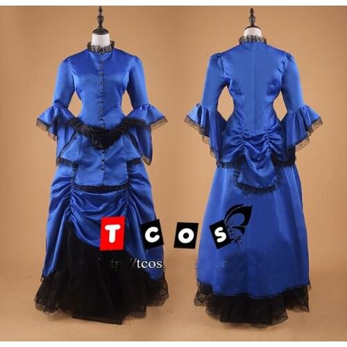 18th century cosplay royal blue blace ball gown medieval dress Renaissance gown queen Victorian dress Antoinette/Belle Ball