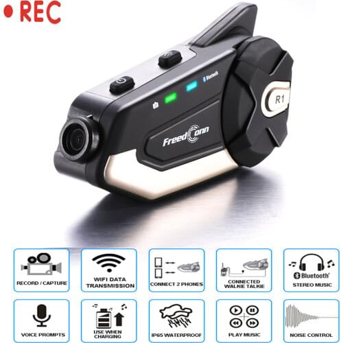 New Motorcycle Helmets Bluetooth Headset Camera 1080P HD Wireless WiFi Bluetooth 4.1 FREEDCONN App Tacking For Helmet Rider