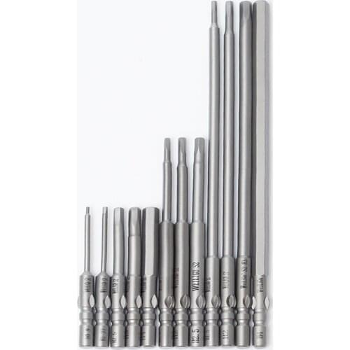 4mm Shank Diameter Magnetic Hex Screwdriver Bits for 800 Electronic Screwdriver Length 100mm S2 Steel