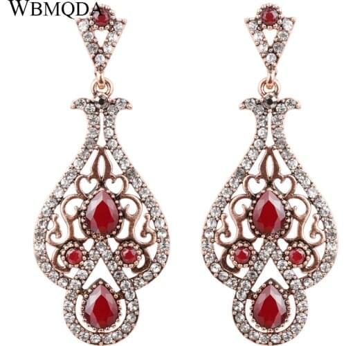 Bohemian Hollow Drop Water Pattern Long Earrings Gold Color Crystal Big Earings Fashion Wedding Jewelry Love Gifts For Women